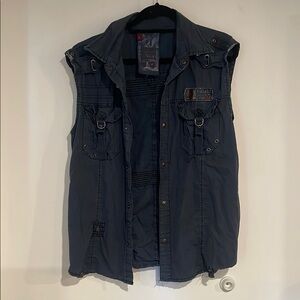 Men's Sleeveless Jacket Vest Dark Blue Sz Large Focus USA. INC